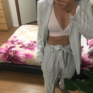 H&M Striped Linen Suit Set